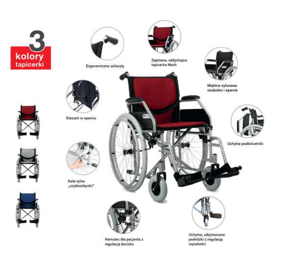 Wózek inwalidzki stalowy Elegant AR-403 ARmedical - obrazek 5